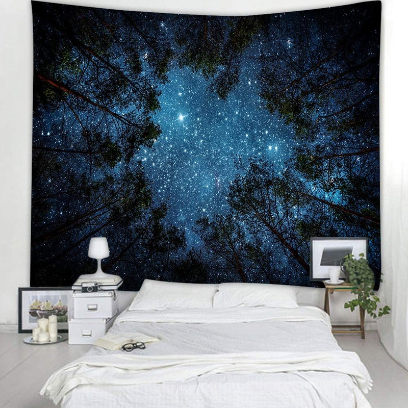 Llamazing Forest Tapestry Home Decor Landscape Living Room Bedroom Decoration Magic Tapestry Curtain (Looking Up at The Stars, 78''LÃ—60''W) - Image 3